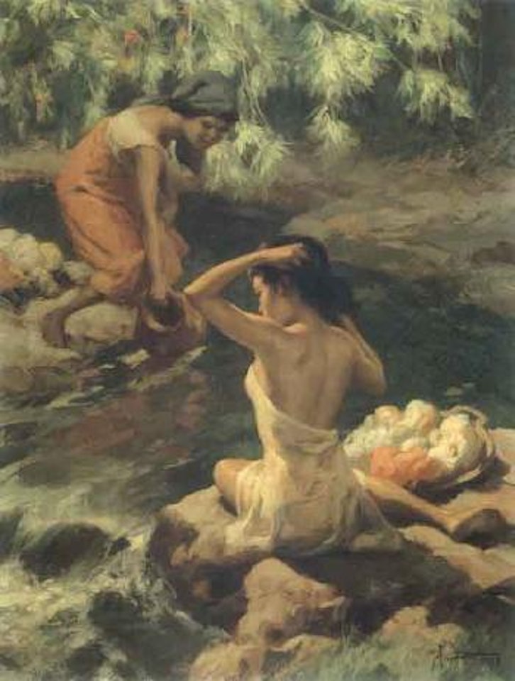By the stream by Fernando Amorsolo