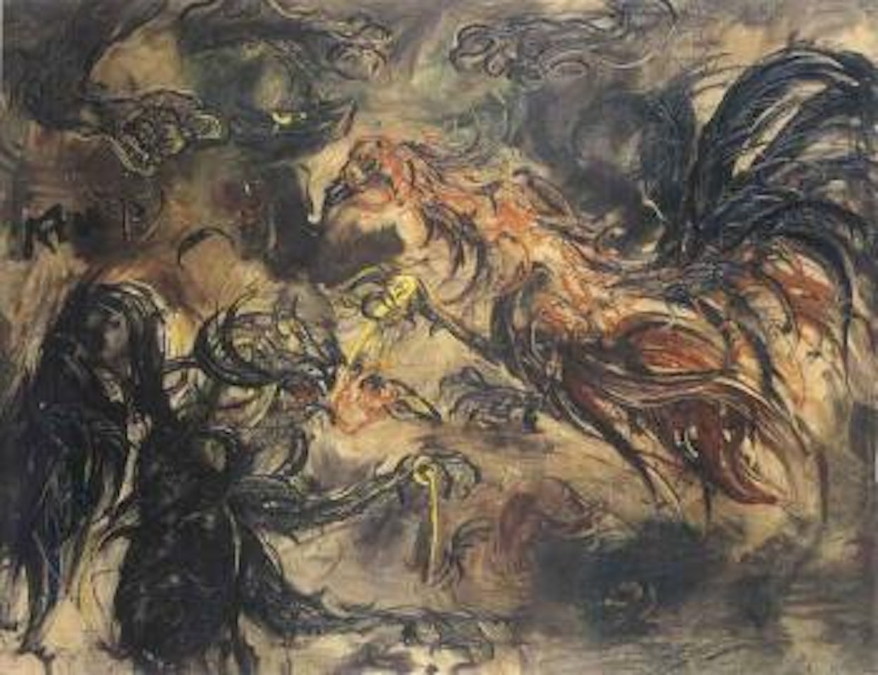 Cock fight by Affandi