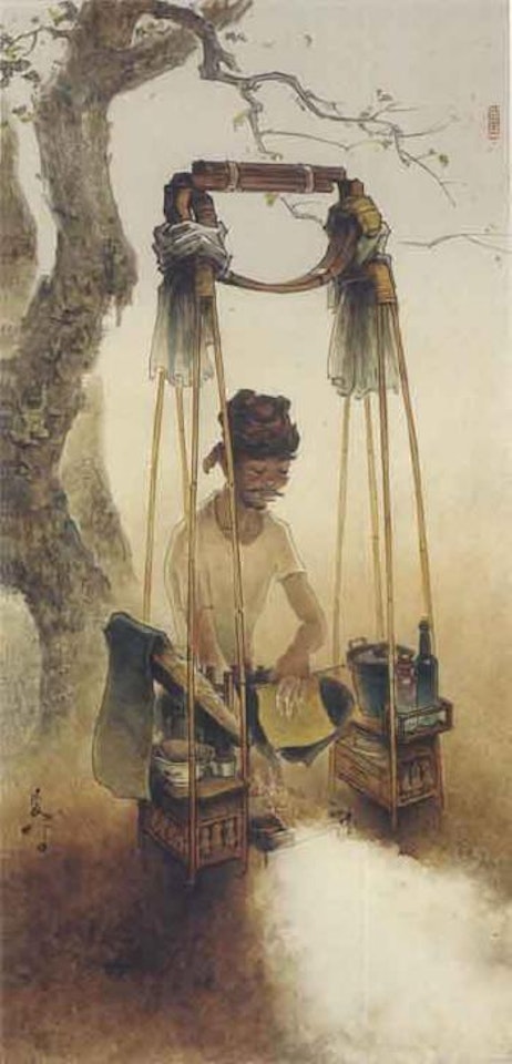 Satay seller by Lee Man Fong