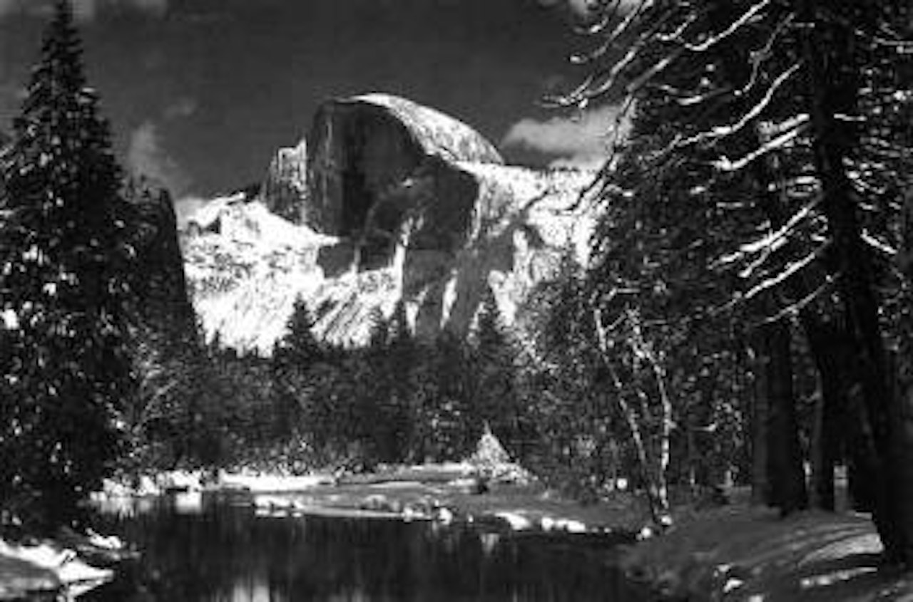 Half dome, Merced River, winter, Yosemite Valley by Ansel Adams