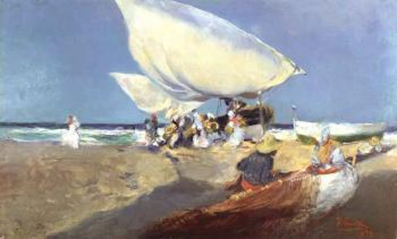Mending the nets by Joaquin Sorolla Y Bastida