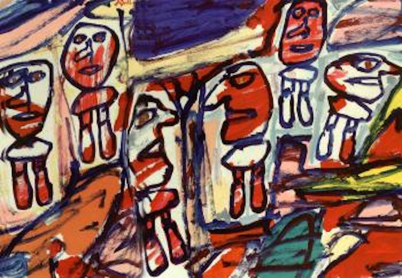 Site aleatoire avec 6 personnages by Jean Dubuffet