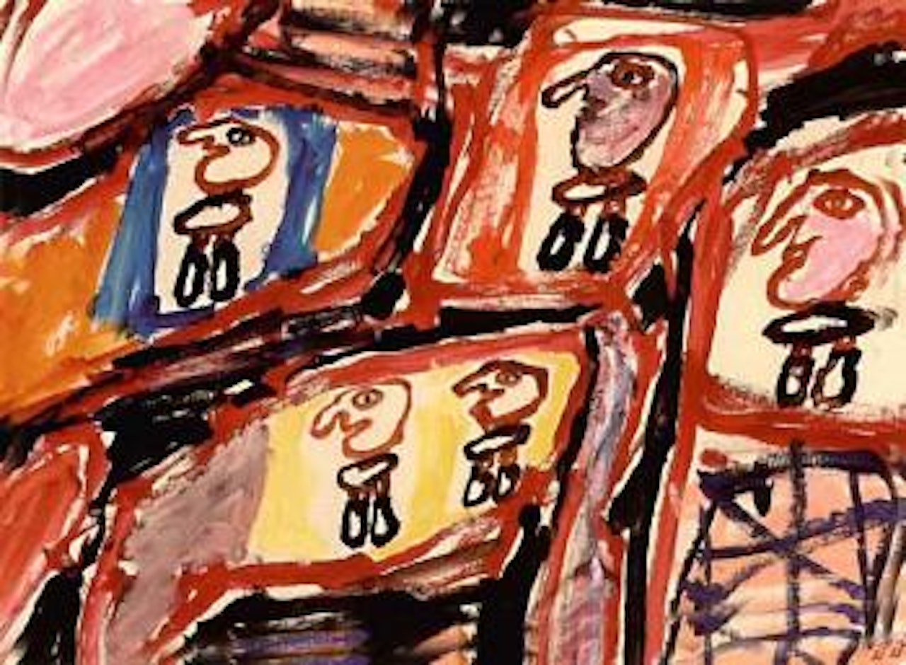 Site avec 5 personnages by Jean Dubuffet