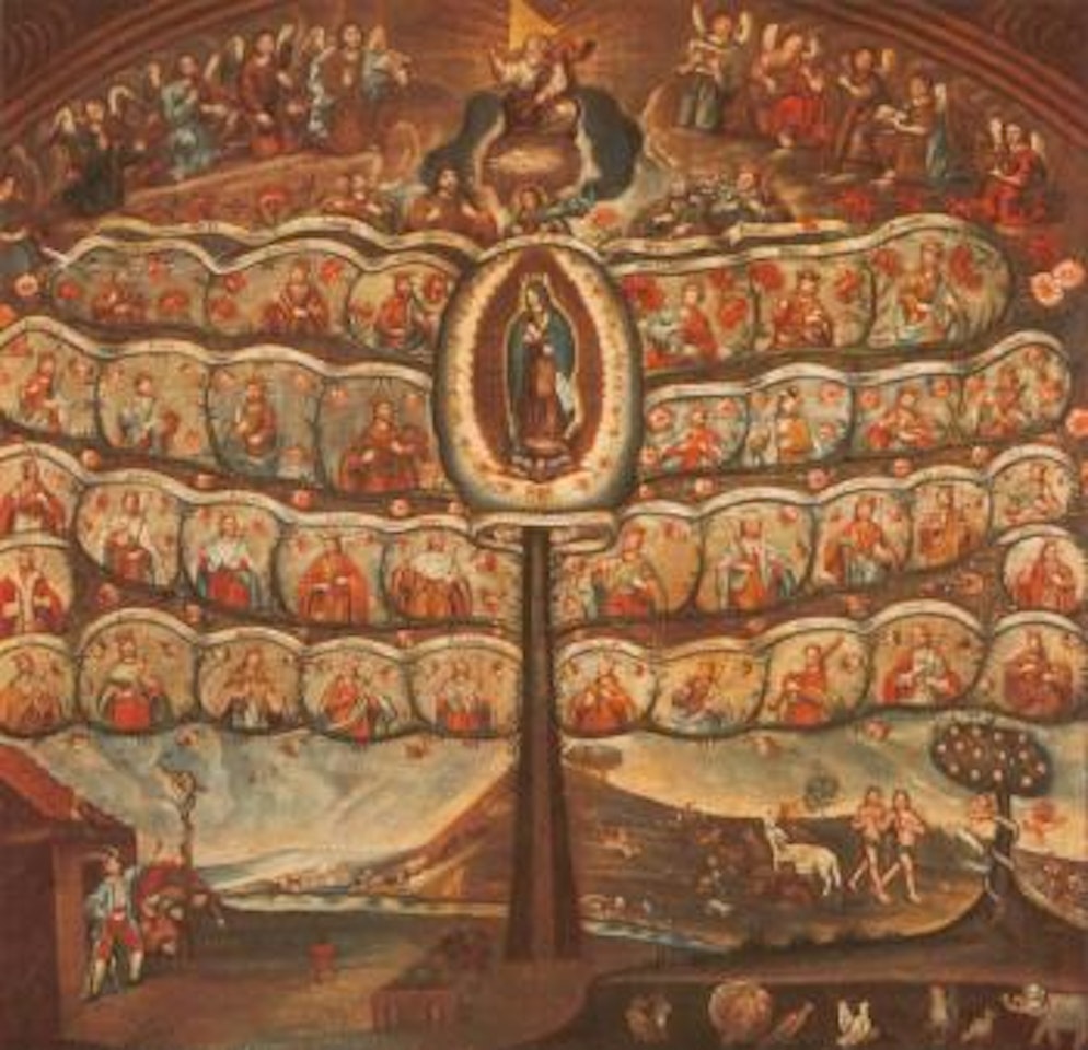 The family tree of Jesus with the Guadaloupian Virgin by Mexican School