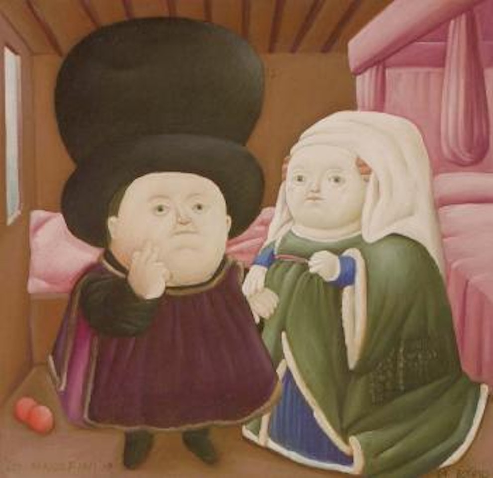 Mr and Mrs Arnolfini no.3. French poodle by Fernando Botero