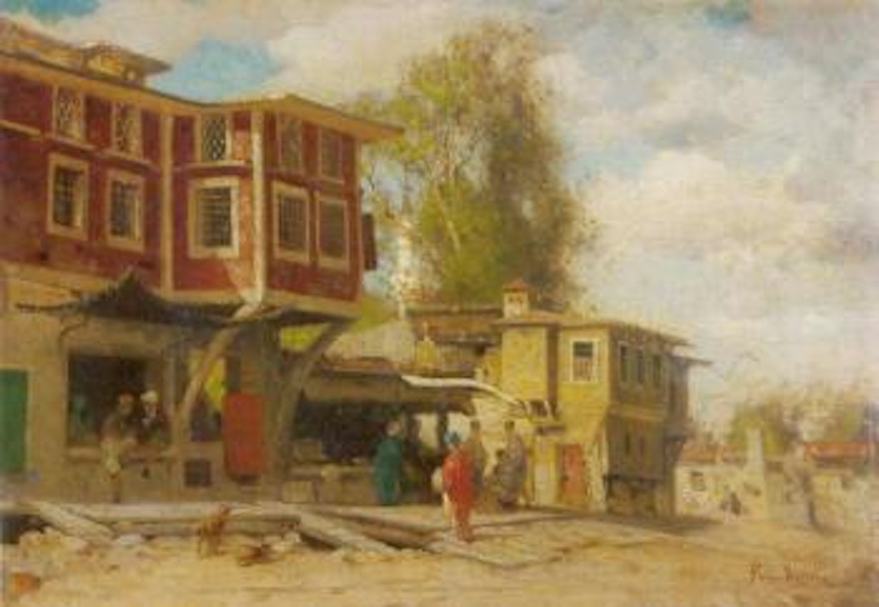 Village a Bebec - A view of a Turkish village by Germain-Fabius Brest