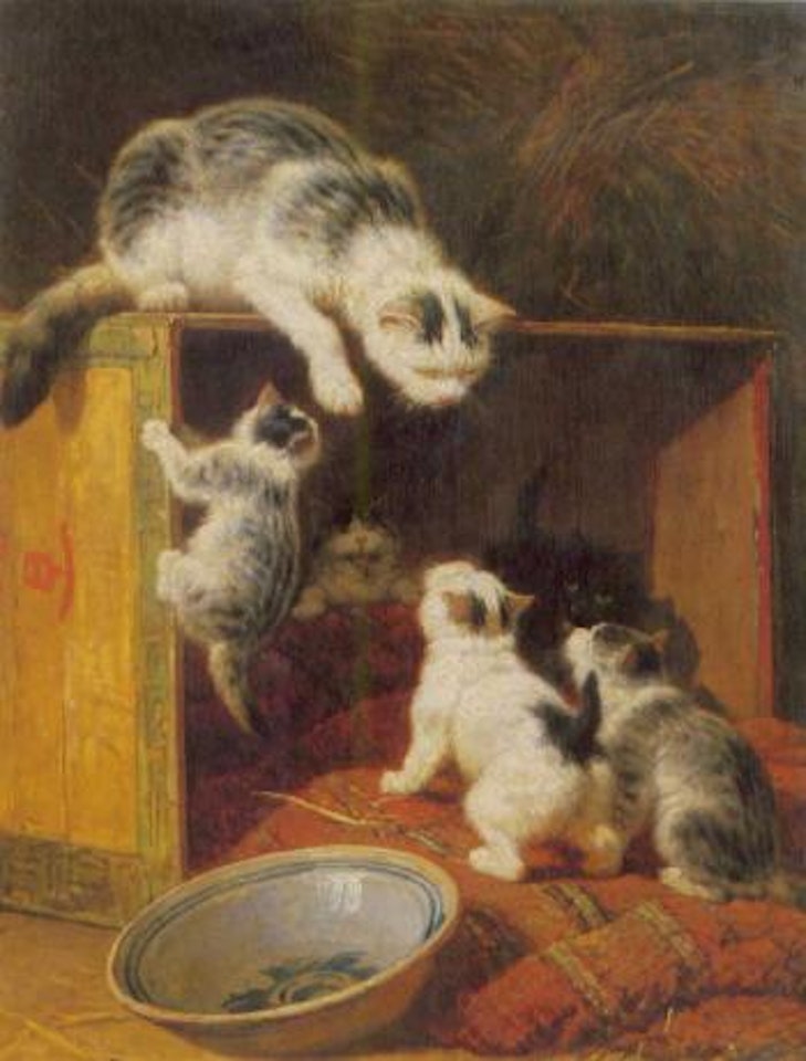 Rebellious kitten by Henriette Ronner-Knip