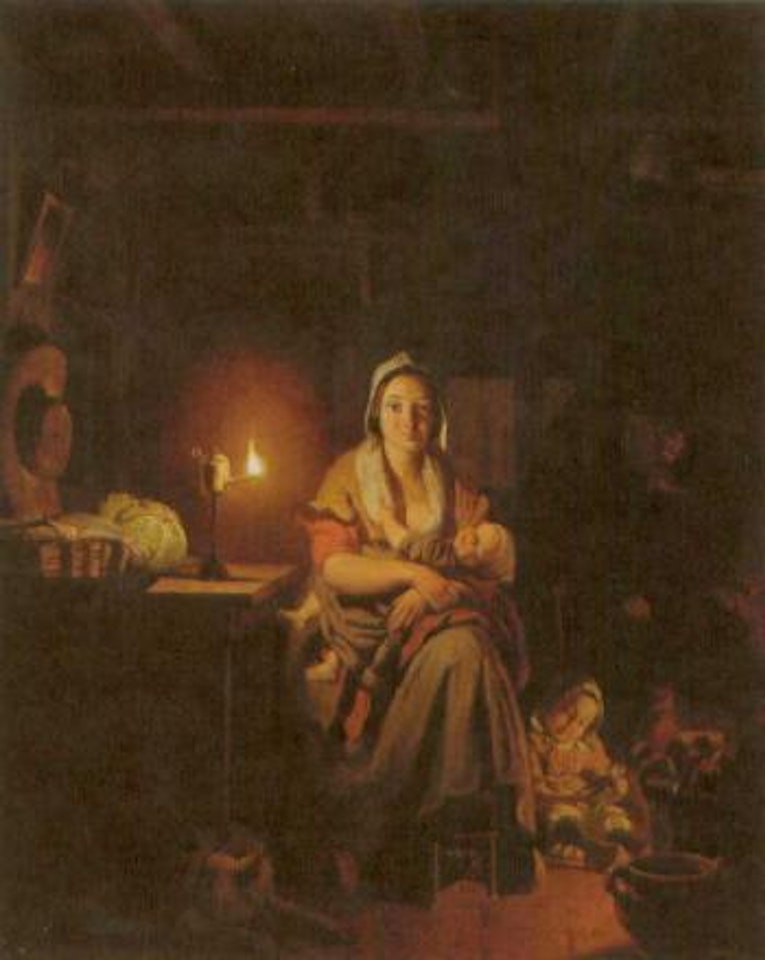 A quiet evening at home by Petrus van Schendel