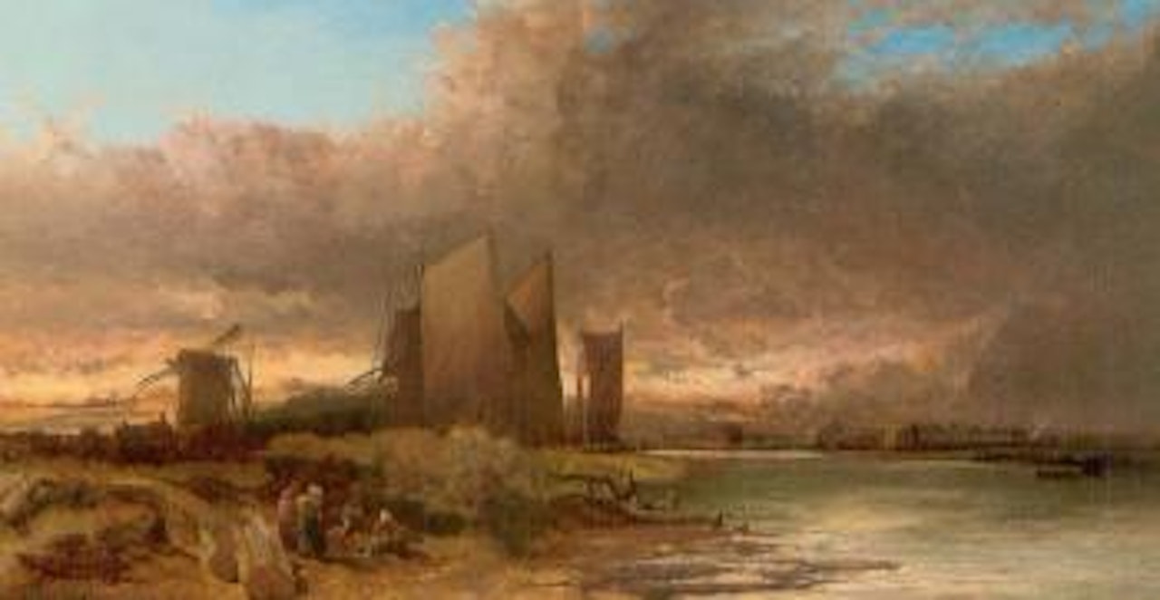 Fisherfolk on a tidal estuary, Shoreham by James Webb