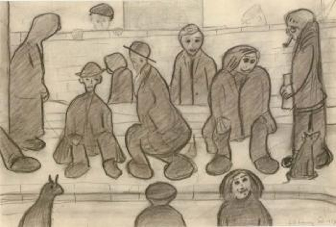 People on the steps by Laurence Stephen Lowry
