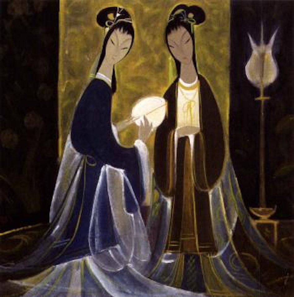 Two standing ladies by Lin Fengmian