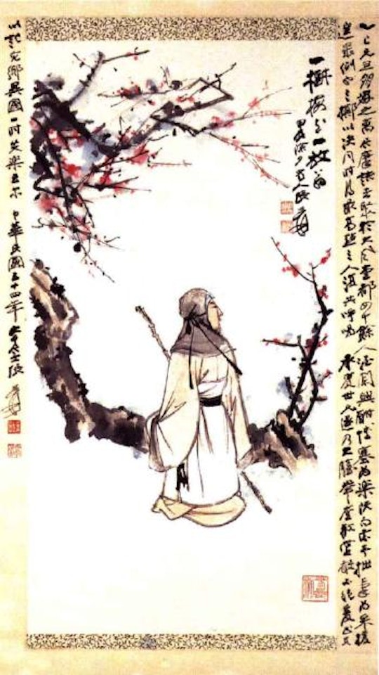 Appeciating plum blossom by Zhang Daqian