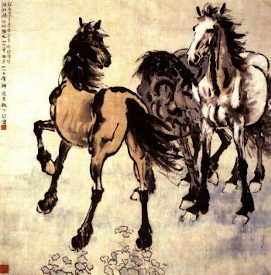 Three horses by Xu Beihong