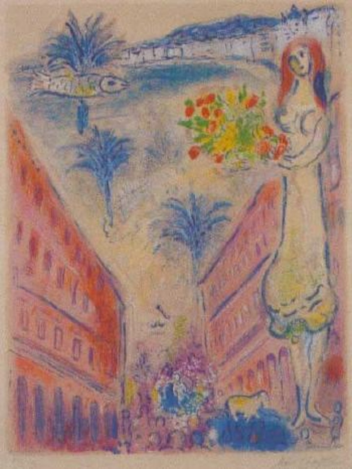 Woman with bouquet by Marc Chagall