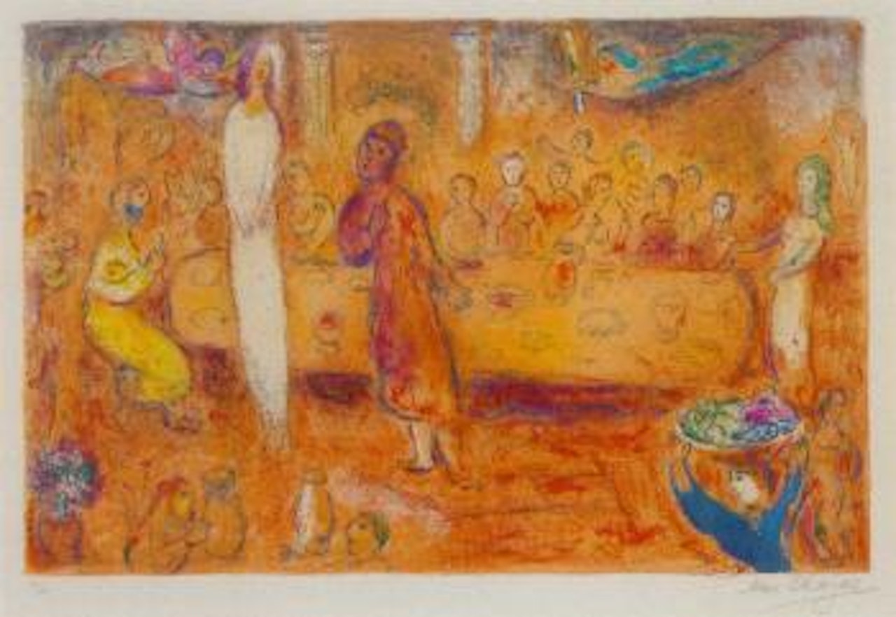 Megacles recognises his daughter during the feast by Marc Chagall