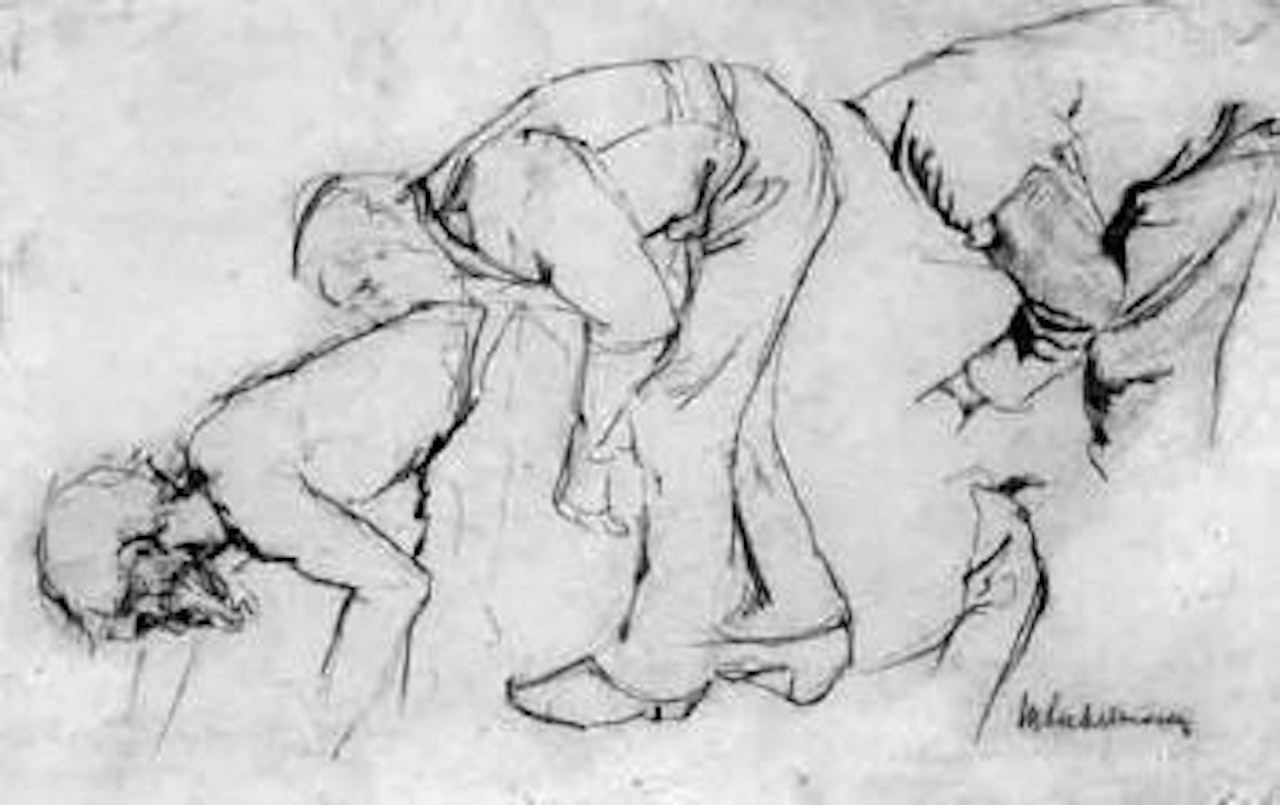 Three men bent over by Max Liebermann