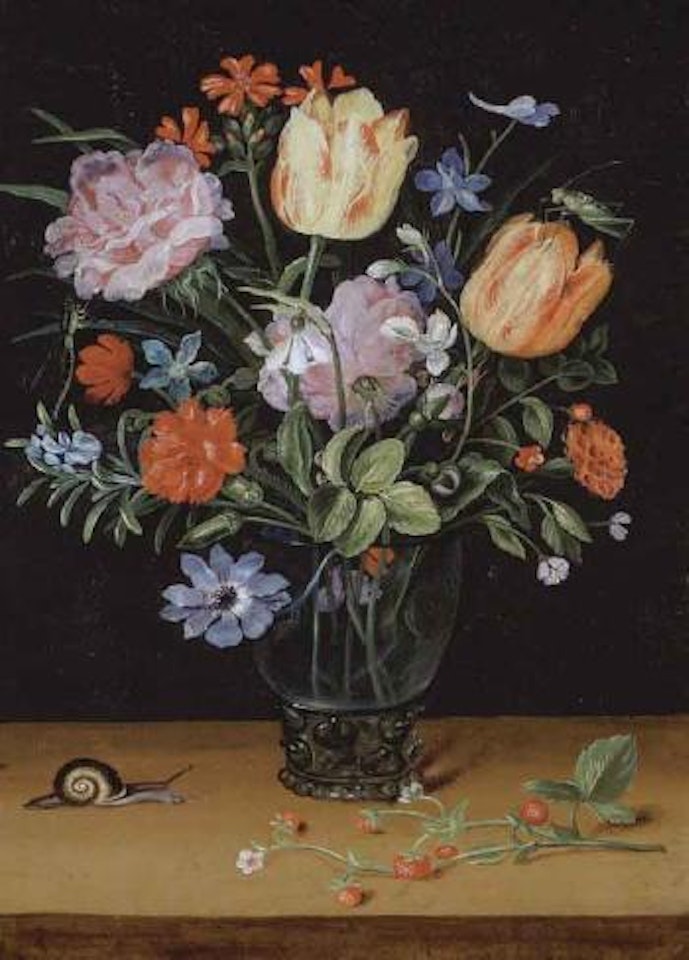 Bouquet of flowers with grasshopper and snail by Jan Brueghel the Younger