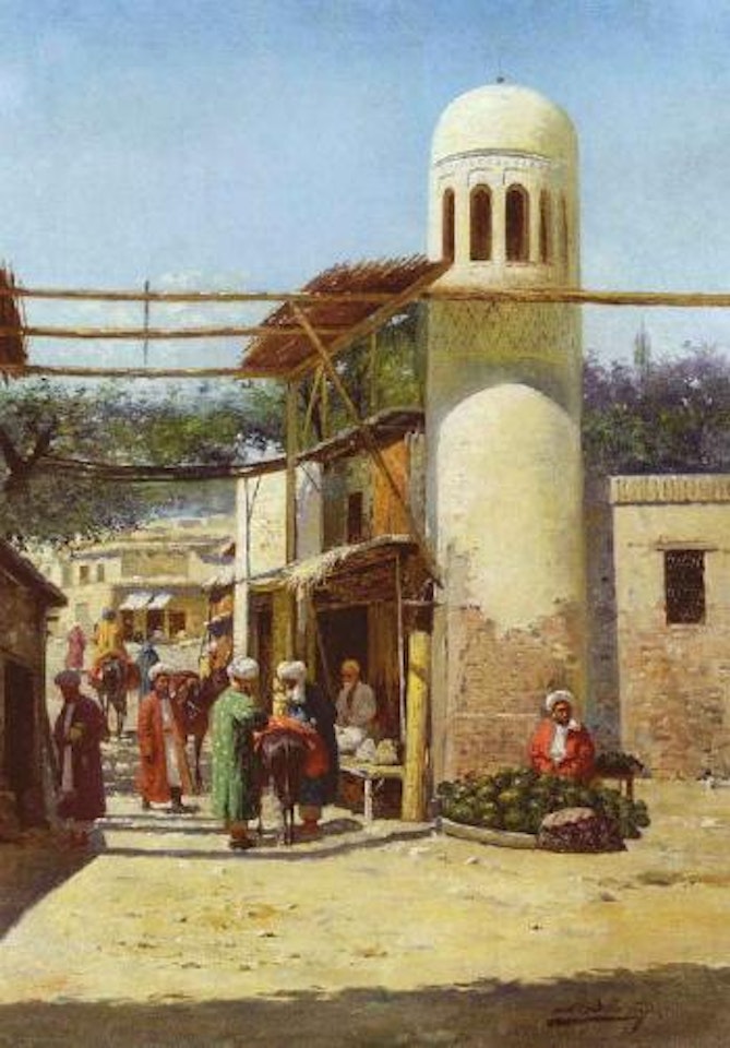 Oriental market scene by Richard Karlovich Zommer