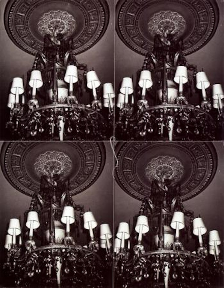 Chandelier with shades by Andy Warhol
