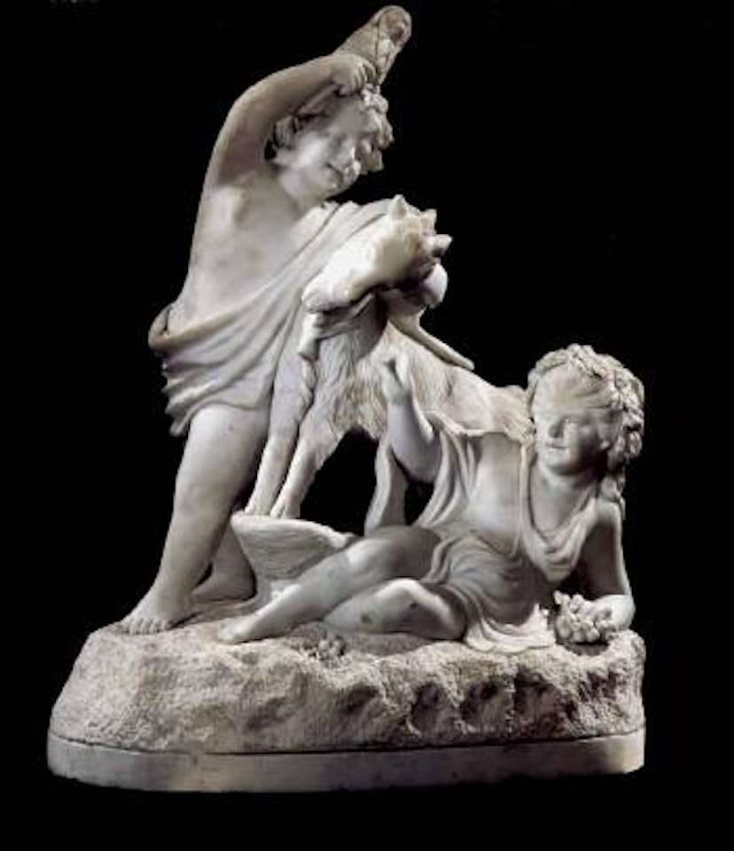 Two children playing by French School