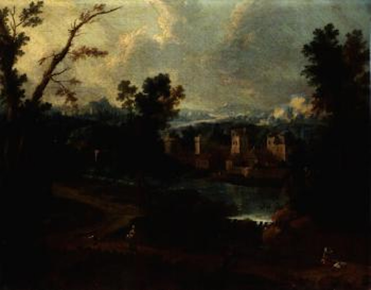 Landscape with castle by Flemish School
