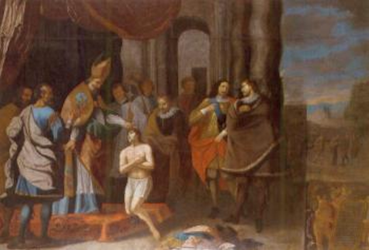 Saint Francis Borgia becoming monk by Spanish School