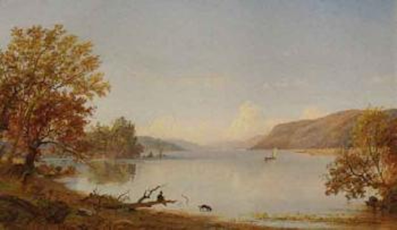 Artist sketching on Greenwood Lake by Jasper Francis Cropsey