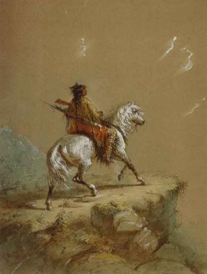 Crow Indian on the lookout by Alfred Jacob Miller