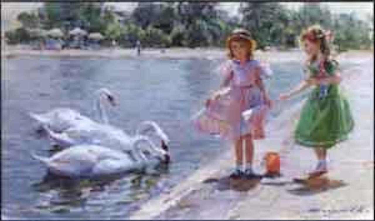 Feeding the swans by Constantin Razoumov