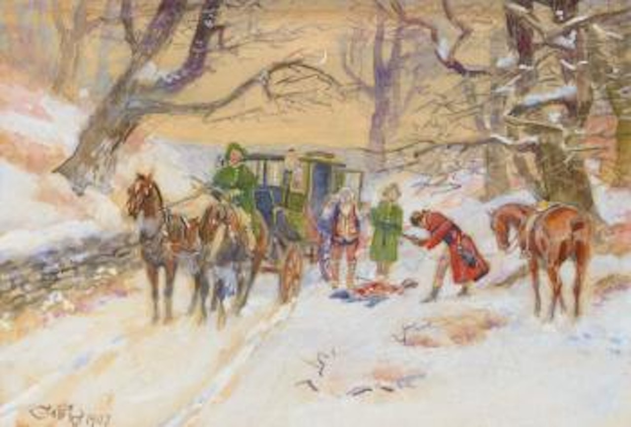 Hold-up on the Boston Road by Charles M Russell