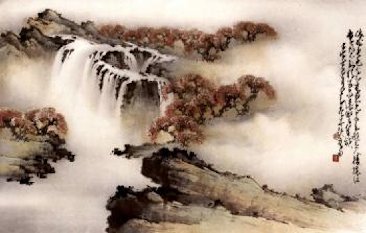 Plum blossom and waterfall by Zhao Shao'ang
