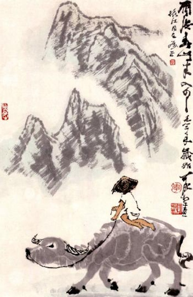 Herding after the spring rain by Li Keran