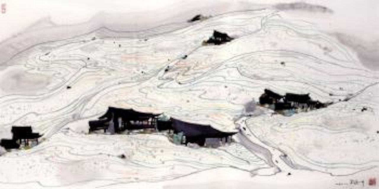 Houses on a hillside by Wu Guanzhong