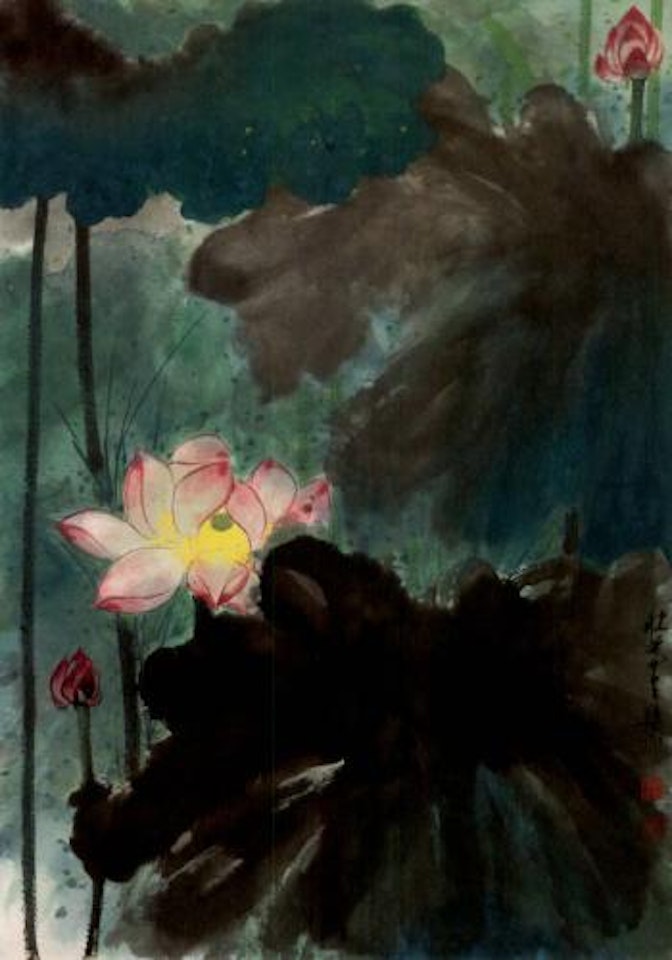 Red lotus by Xie Zhiliu