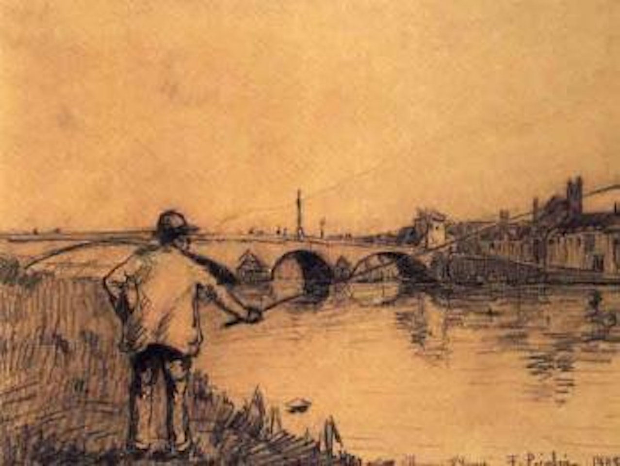 Le pecheur a Villeneuve sur l'Yonne by Francis Picabia