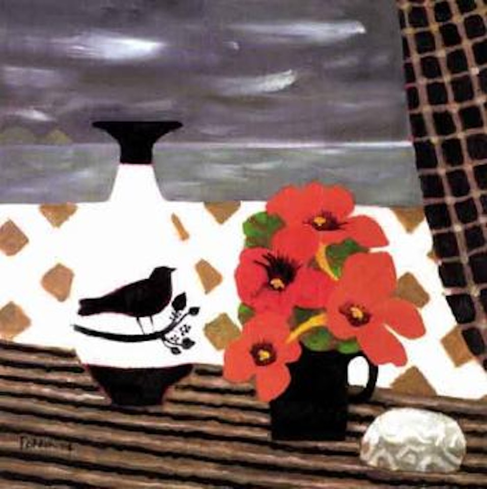Bird vase with flowers by Mary Fedden