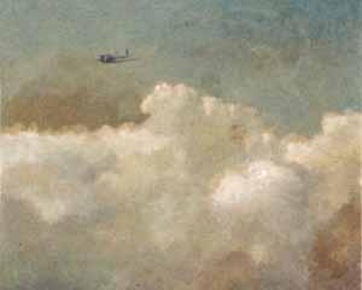 Single fighter above the clouds by Eric Sloane