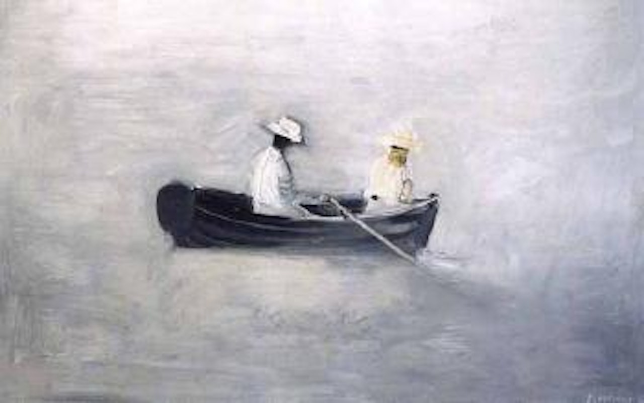 Couple rowing by Charles Blackman
