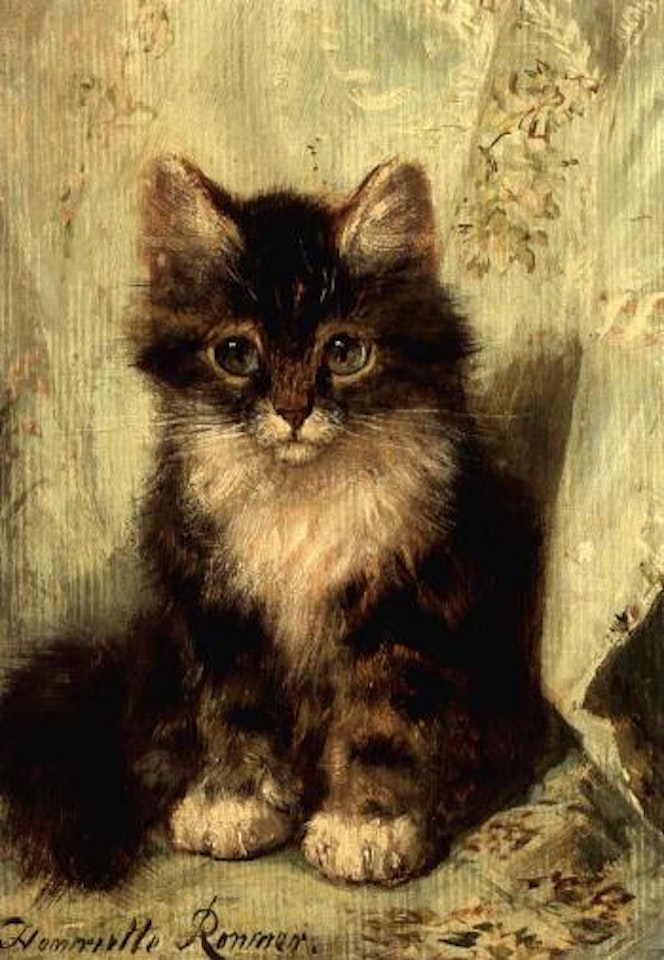 Musing kitten by Henriette Ronner-Knip