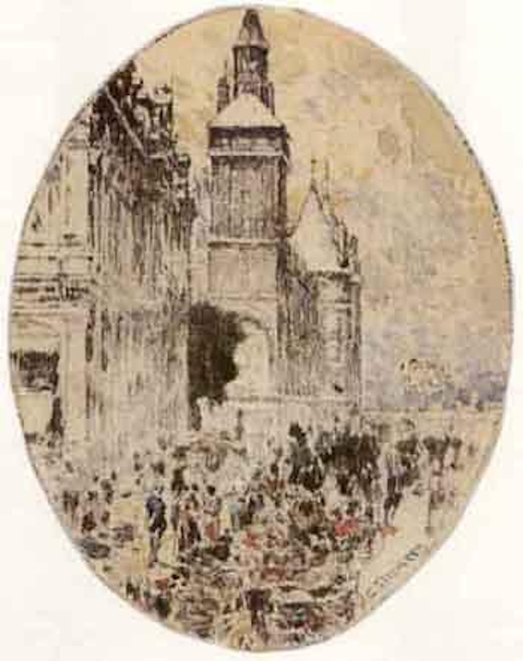 Flower market on Quai de l'Horloge, Paris by Camille Pissarro