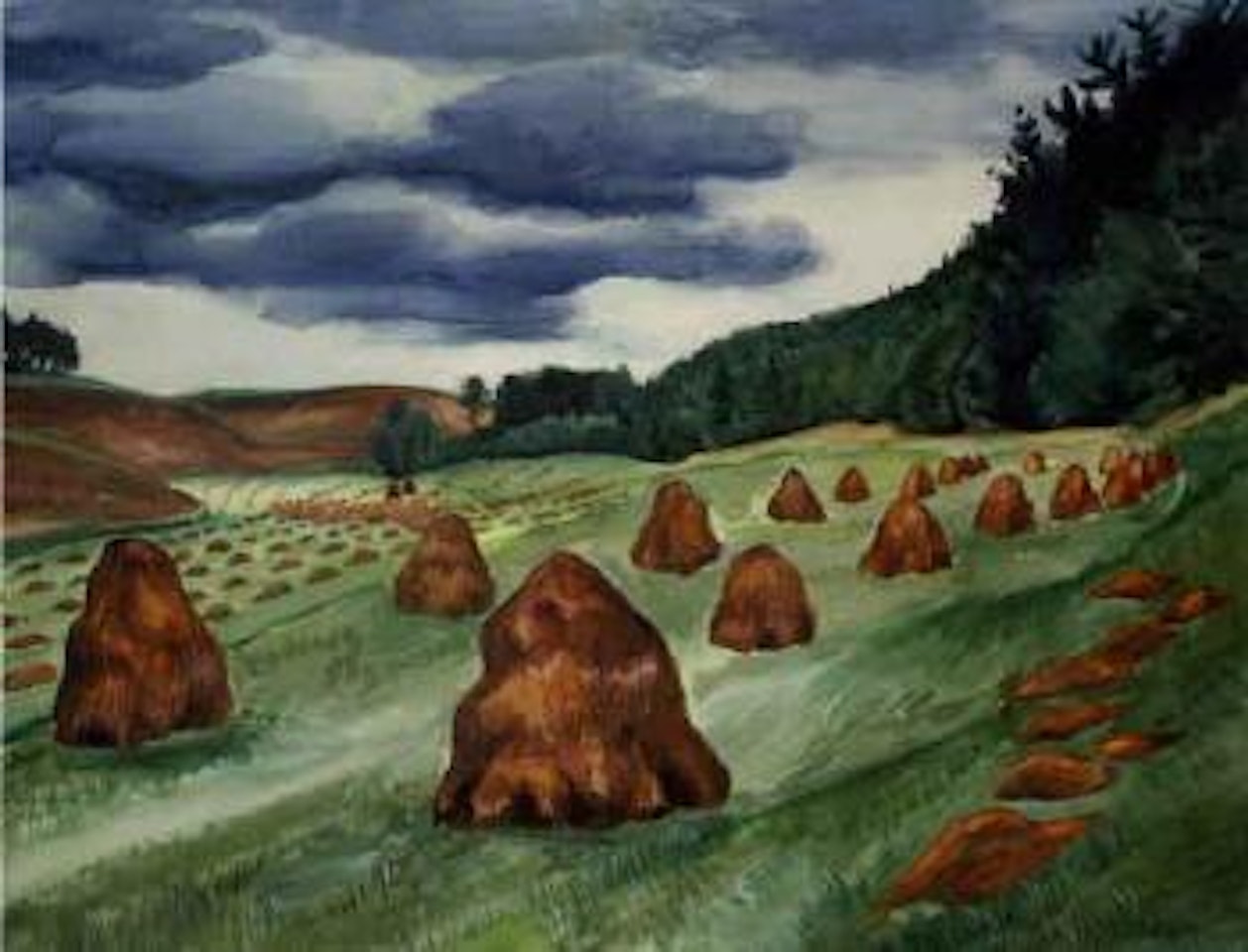 Haystacks in meadow by Max Pechstein