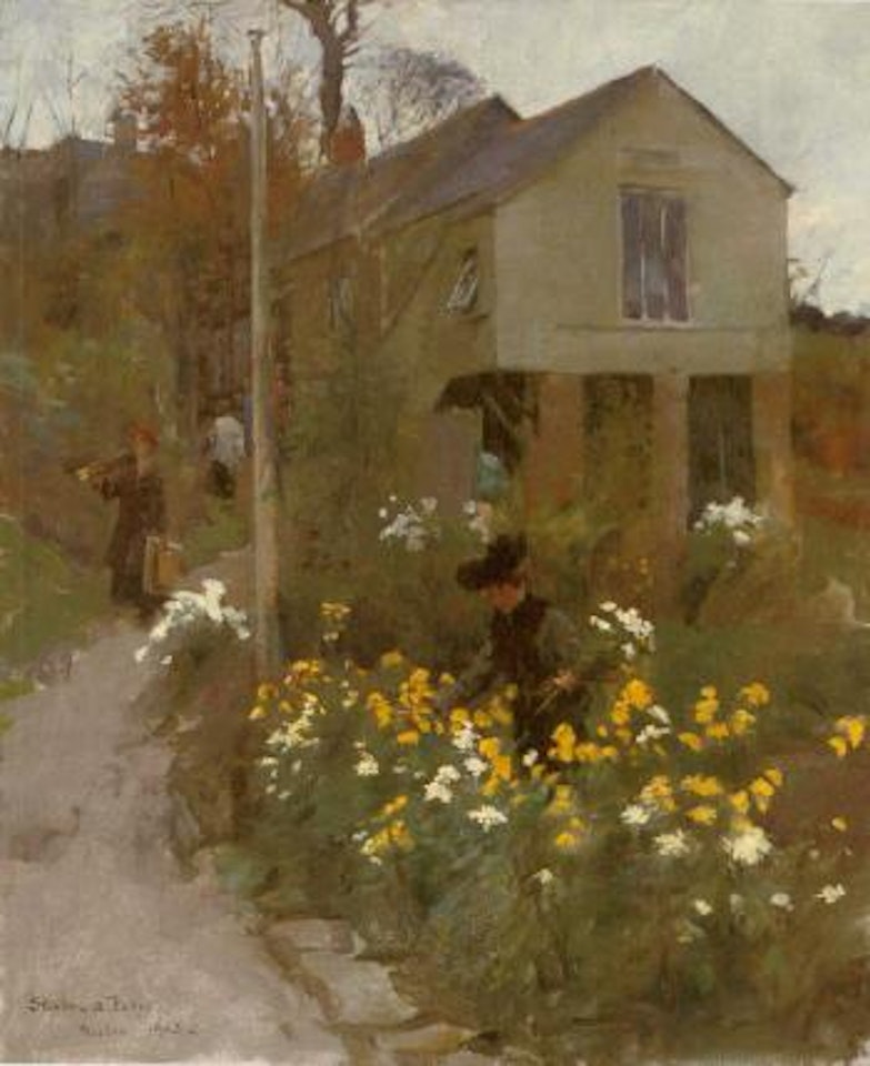 Picking chrysanthemums by Stanhope Alexander Forbes