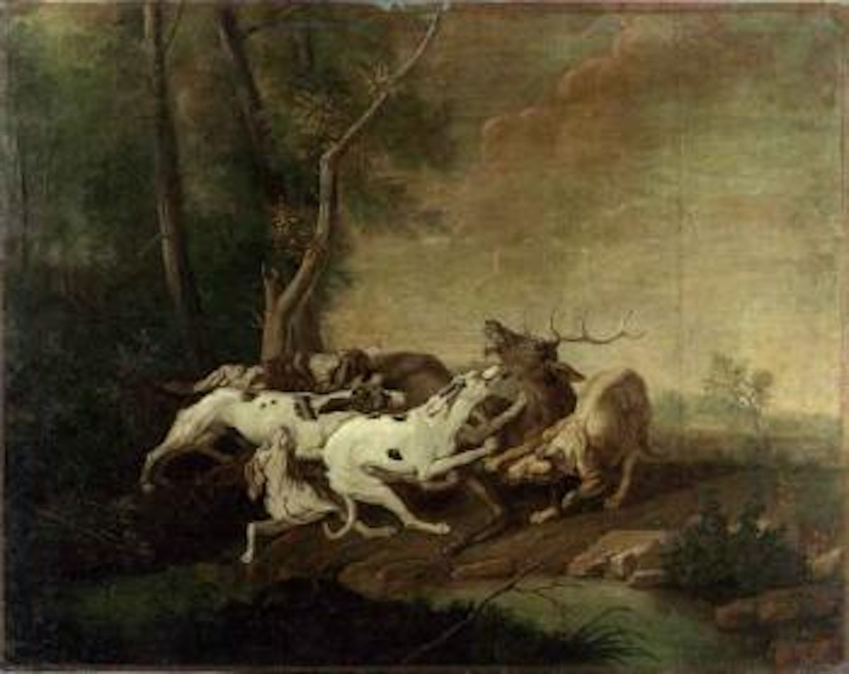 Hounds attacking a stag by Jean-Baptiste Oudry