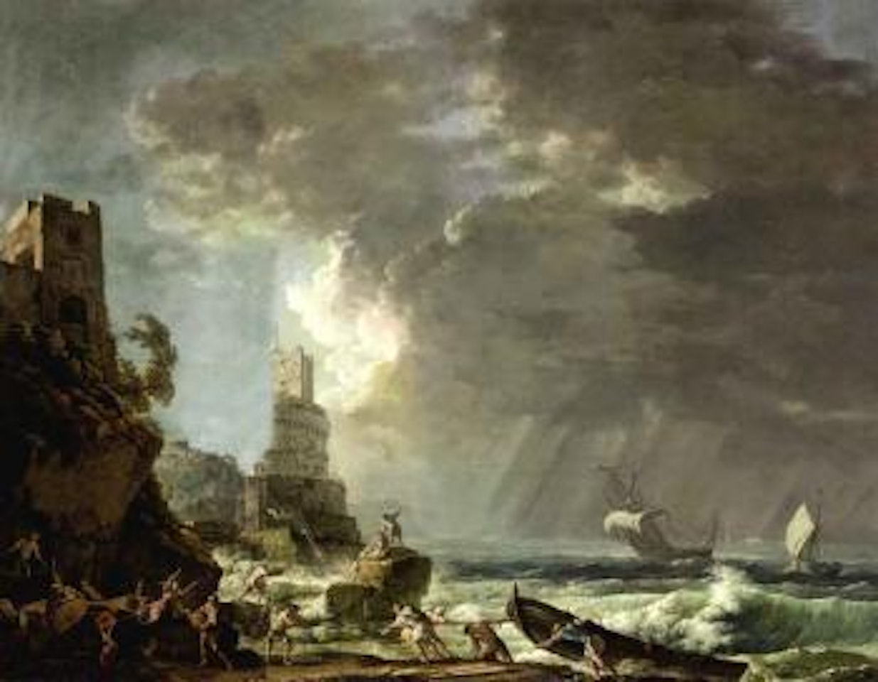 Scene de sauvetage dans un port mediterraneen by Carlo Bonavia
