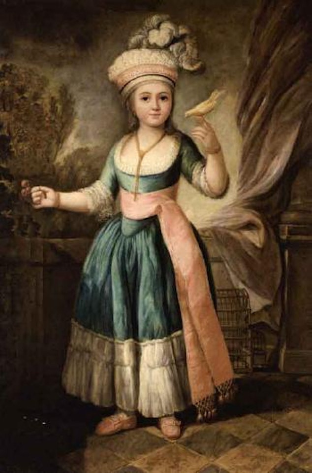 Jeune fille tenant un serin by French School