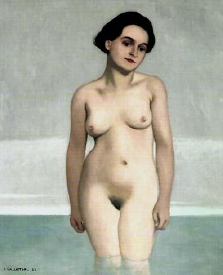 Baigneuse de face, dans l'eau a mi-cuisses by Félix Vallotton