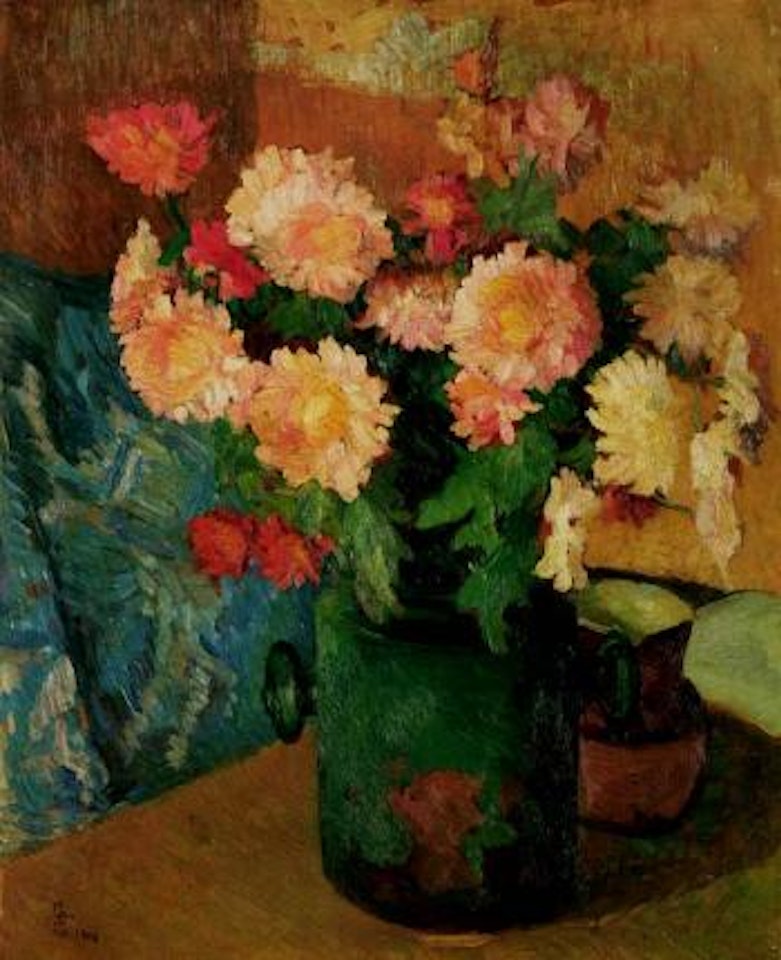 Still life of chrysanthemums by Giovanni Giacometti