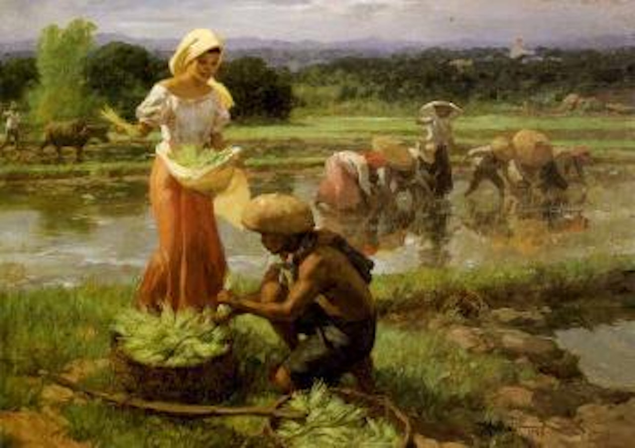 Harvesting rice by Fernando Amorsolo