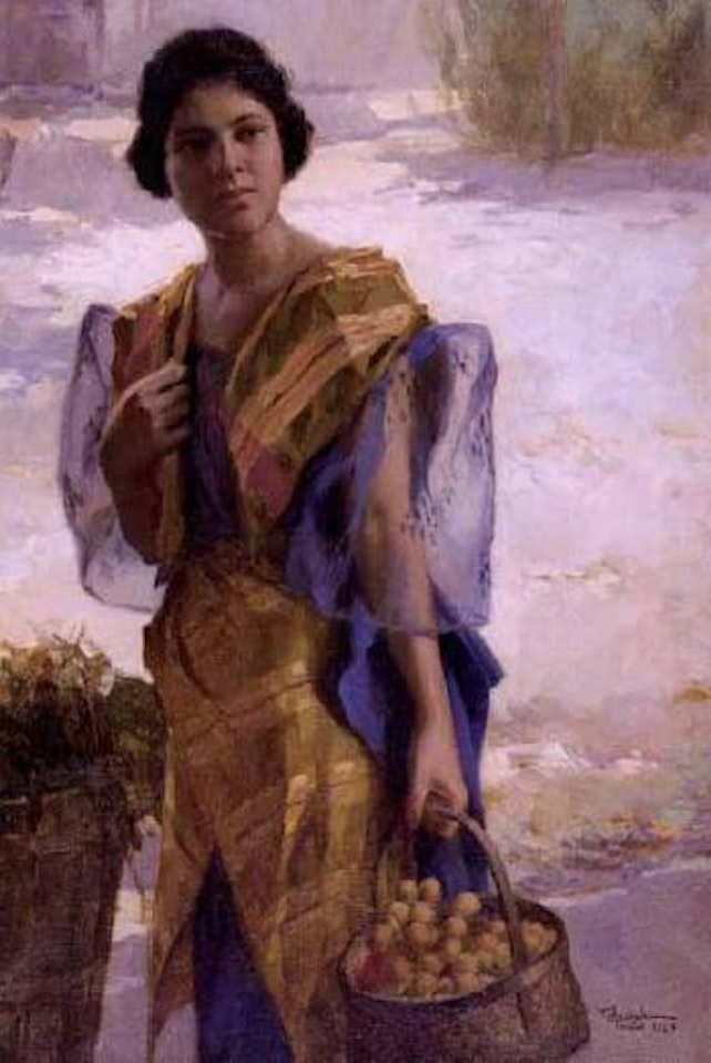 Girl with basket of fruit by Fernando Amorsolo
