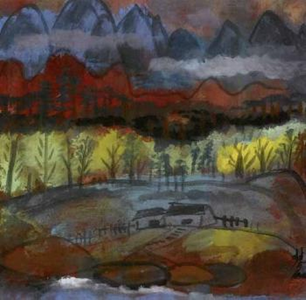 Blue mountain and red leaves by Lin Fengmian